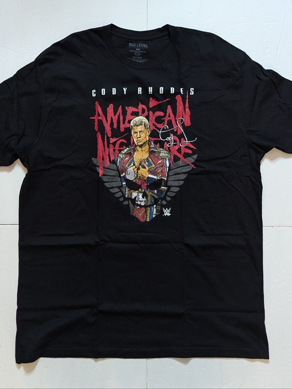 WWE Cody Rhodes 500 Level T Shirt. Mens XXL. Used. American Nightmare